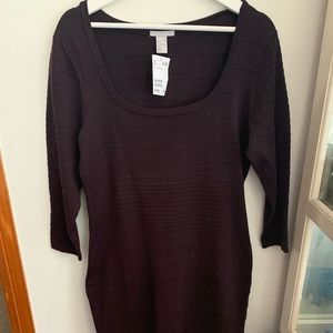H&M 3/4 sleeve Eggplant body con dress sz L